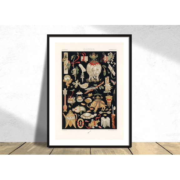 Chinese Pattern From L Ornement Polychrome Albert Racinet Xixth Century Chinese Art Vintage, Unframed Paper Poster 8x10in