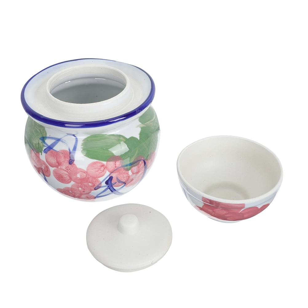 Chinese Pickle Jar Ceramic Grape Pattern Sichuan Pickle Jar Kimchi