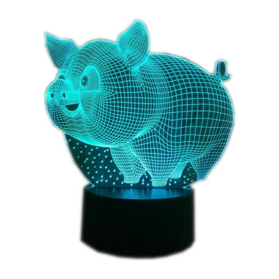 Chinese Pig Year LED Baby 7 Color Change PIG Desk Lamp 3D Illusion, Night Light