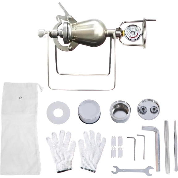 Chinese Popcorn Maker, Manual Crank Mini Popcorn Machine, 100ml 304 Stainless Steel Pellet Amplifier With Pressure GaugeNostalgic Popcorn Maker For Party Fun