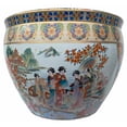 thumbnail image 1 of Chinese Porcelain Fishbowl Planters in Satsuma Geishas (14" W x 11" H | Base 9.25") - Oriental Furniture Warehouse, 1 of 1