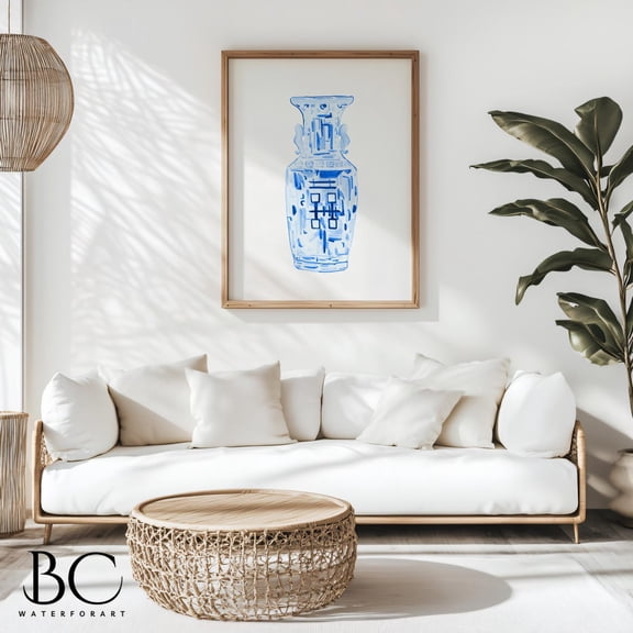 Chinese Porcelain Vase Double Happiness Chinoiserie Wall Decoration, Unframed Paper Poster 11x14in