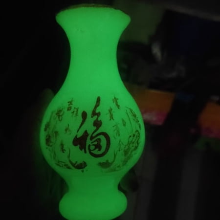 Chinese Porcelain Vase Luminous Glaze Fu Character Round Shape Home Decor Jingdezhen Style Ornament