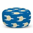 thumbnail image 1 of Chinese Pouf Cover with Zipper, Illustration of Moon and Cloud on Chinese Wave Circle Background, Soft Decorative Fabric Unstuffed Case, 30" W X 17.3" L, Blue Cream and White, by Ambesonne, 1 of 5