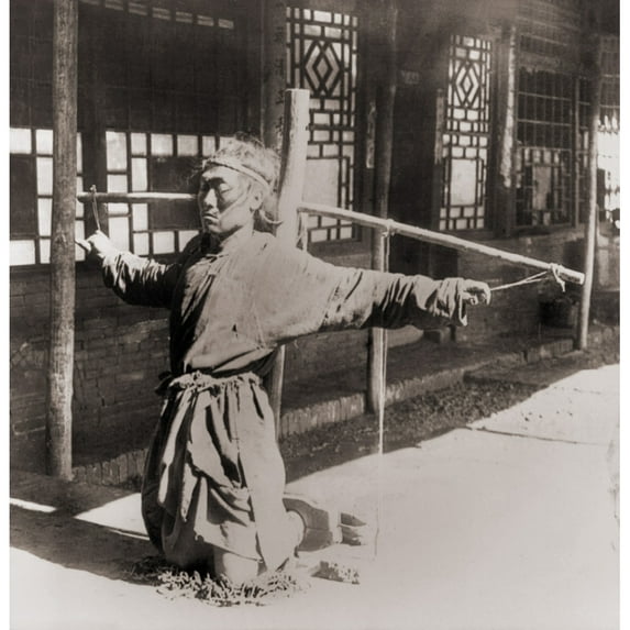 Chinese Prisoner Kneeling On Chains History (18 x 24)