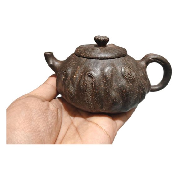 Chinese Purple Clay Pot Decorative Fashion Tree Burl Biomorphic Design Handcarved Knot Naturalistic Shape Organic Form Gnarled