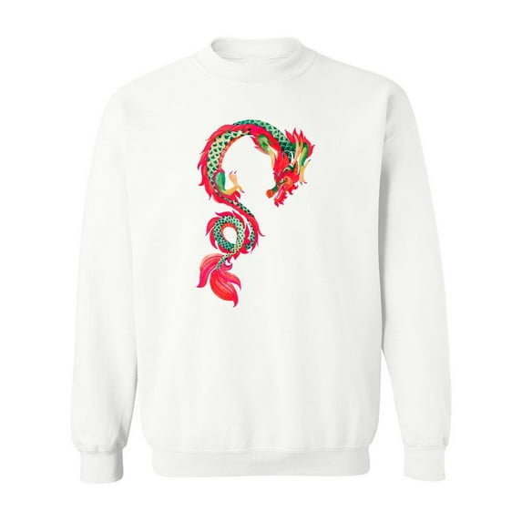 Chinese Red Dragon Watercolor . Sweatshirt Men -Image by Shutterstock, Male Medium