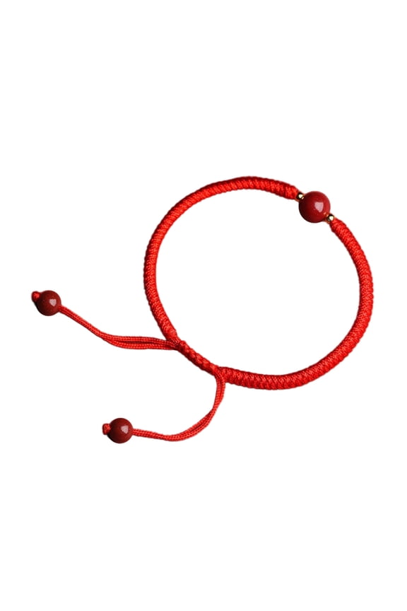 Chinese Red Woven Bracelet Round Bead Wrist Bangle Adjustable Red Rope Hand Link Chain for Luck and