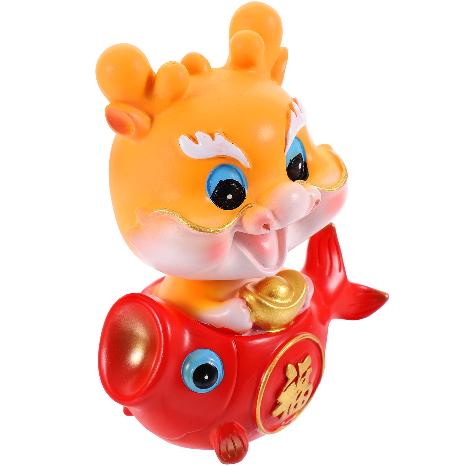 Chinese Resin Dragon Decoration Head Shaking Cartoon Dragon Statue Tabletop Dashboard Mini