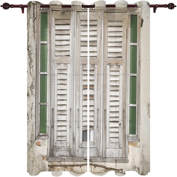 Chinese Retro Blackout Curtains, Old Doors And Windows Rommet Top Thermal Insulated Curtains Soft Warm Fluffy Draperies For Kids Living Room Bedroom Hall Window 42"W x 63"L (Pack of 2)