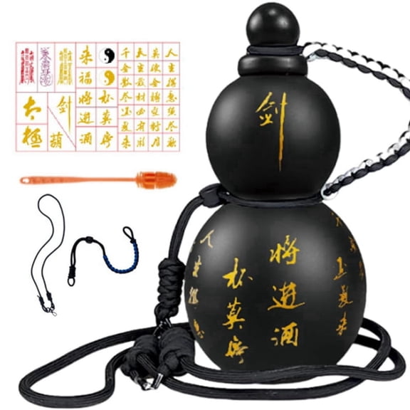 Chinese Retro-Inspired Gourd Style Water Bottle 800ML Gourd Water Bottle Gourd Sports Water Bottle Black