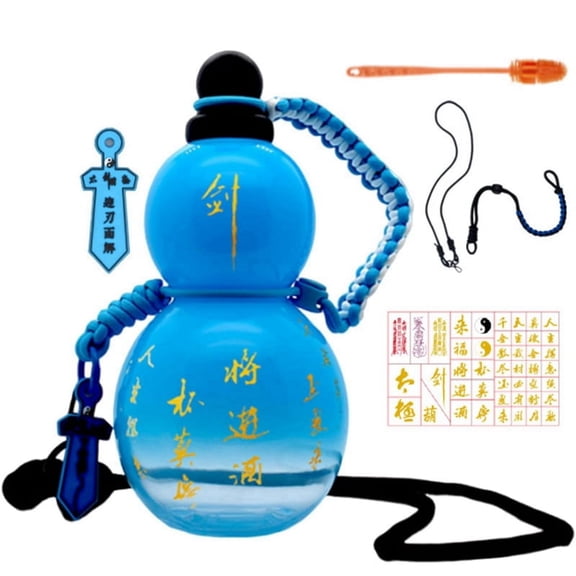 Chinese Retro-Inspired Gourd Style Water Bottle 800ML Gourd Water Bottle Gourd Sports Water Bottle Gradient Blue