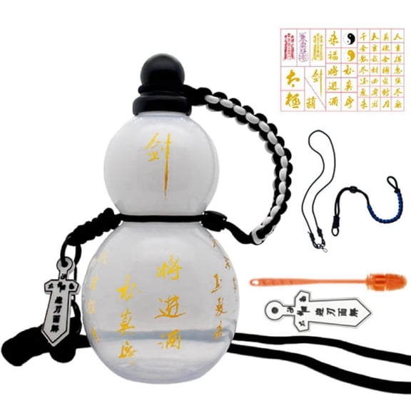 Chinese Retro-Inspired Gourd Style Water Bottle 800ML Gourd Water Bottle Gourd Sports Water Bottle Gradient White