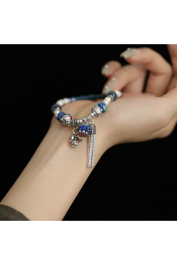 Chinese Retro Pisces Bracelet Ethnic Style Enamel Koi Fish Good Luck Jewelry for Women Colorful Folk Accessory Gift