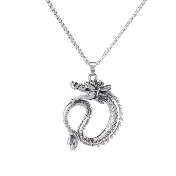 Chinese Retro Zodiac Dragon Necklace For Men's Trends, Cool And Versatile Accessories