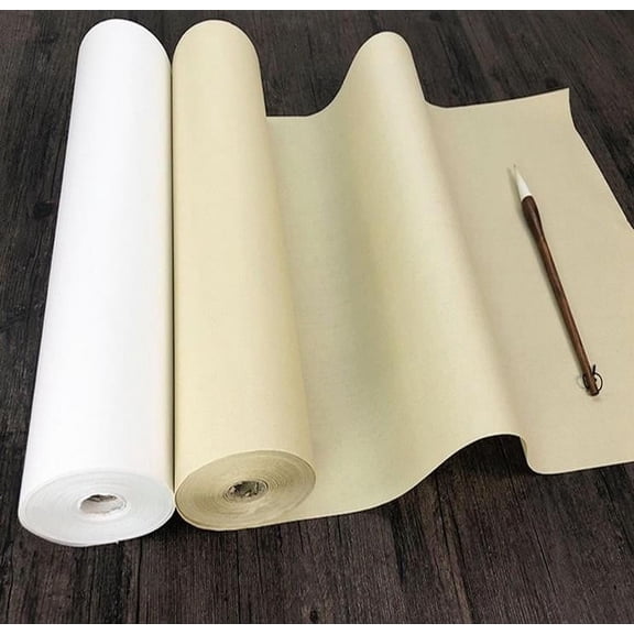 Chinese Rice Paper Roll Xuan Paper • Calligraphy & Chinese Brush Painting • Sumi-e, Decoupage, Inkjet Printing • Bark Fiber High Absorbency • 1 Roll