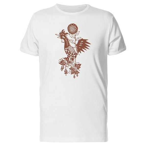 Chinese Rooster And Flowers T-Shirt Men -Image by Shutterstock, Male Medium