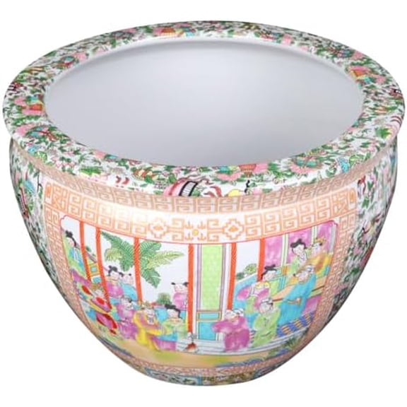 Chinese Rose Medallion Planters 10 in$$Garden & Patio