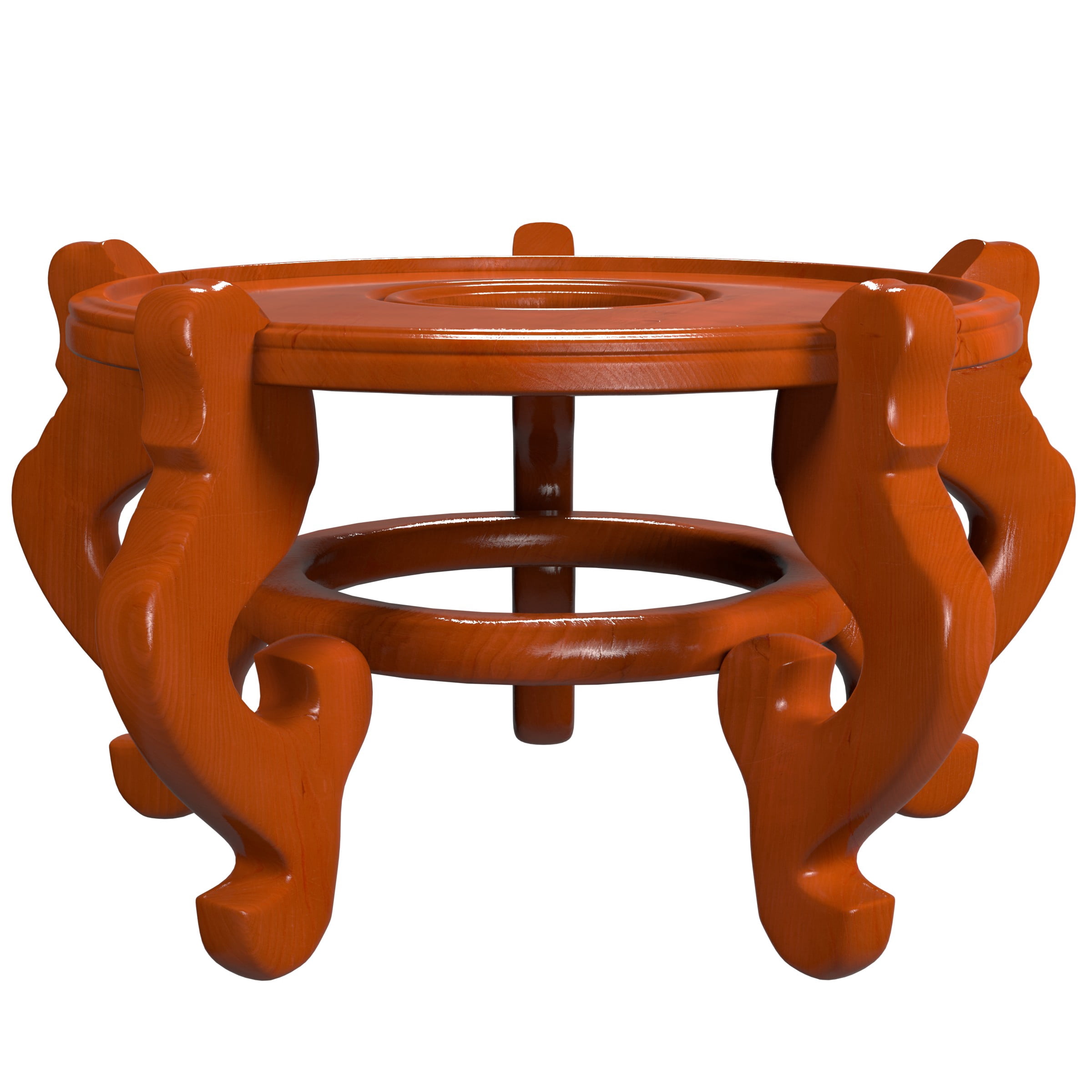 Chinese Rosewood 5 Leg Fishbowl Display Stand - Honey - Size 12.5 in. Base Diameter
