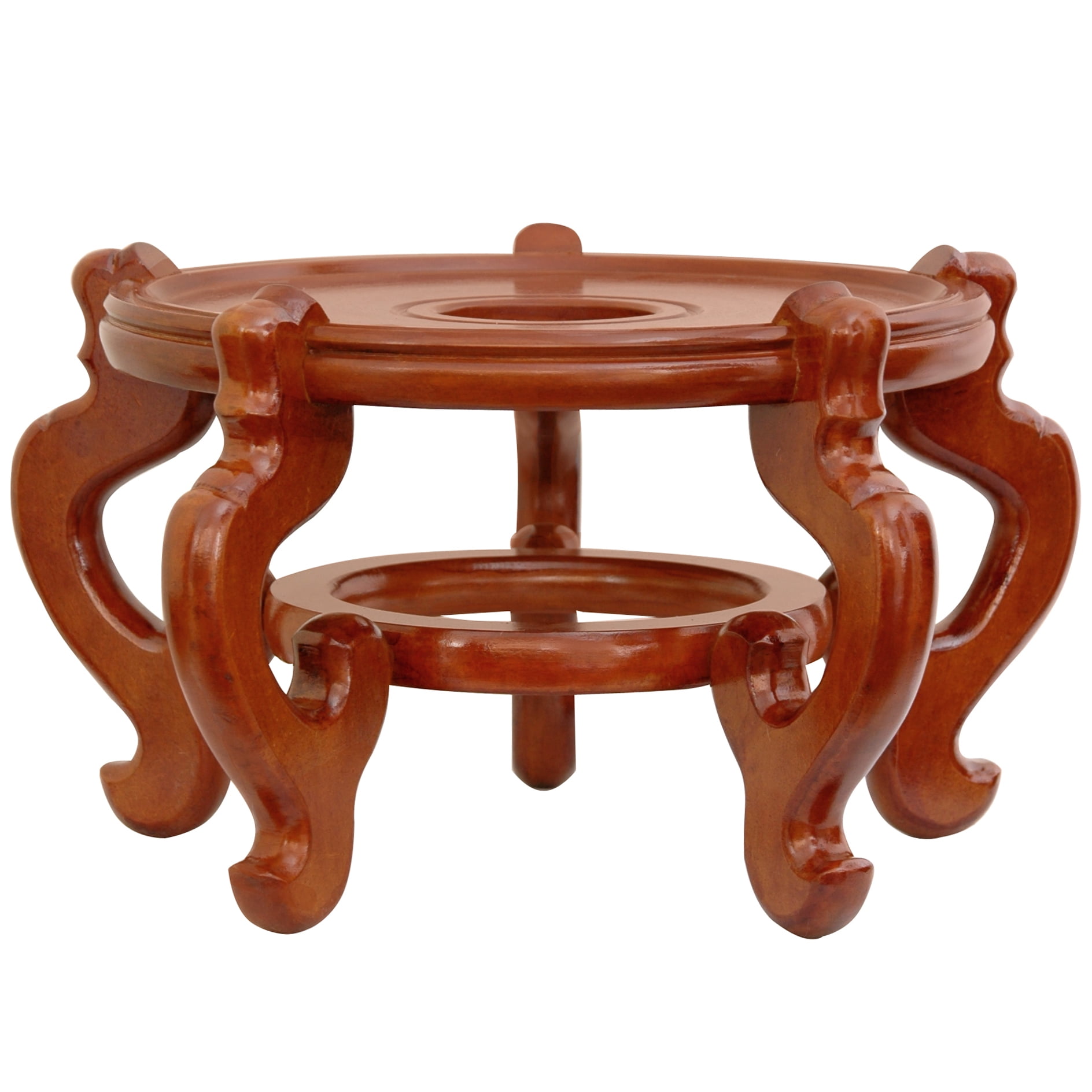 Chinese Rosewood 5 Leg Fishbowl Display Stand - Honey - Size 8.5 in. Base Diameter