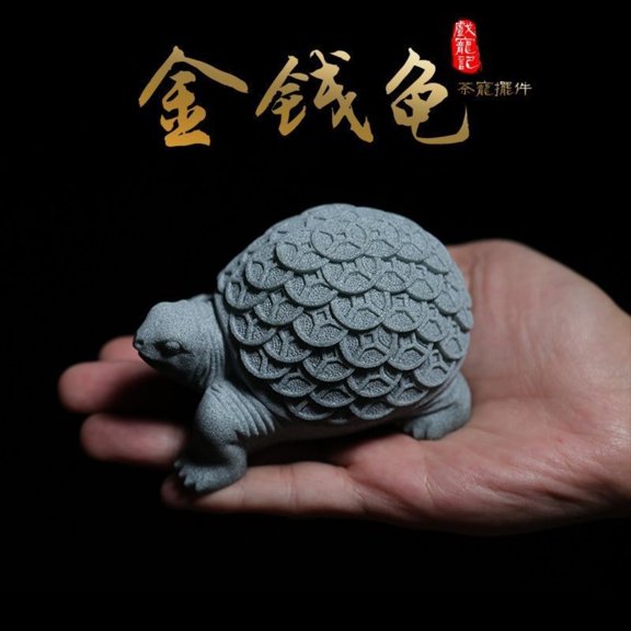 Chinese Sandstone Turtle Tea Pet Figurine Ornament Table Desk Decor