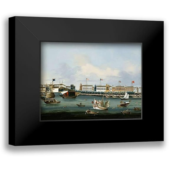 Chinese School 18x15 Black Modern Framed Museum Art Print Titled - View of The Waterfront at Canton