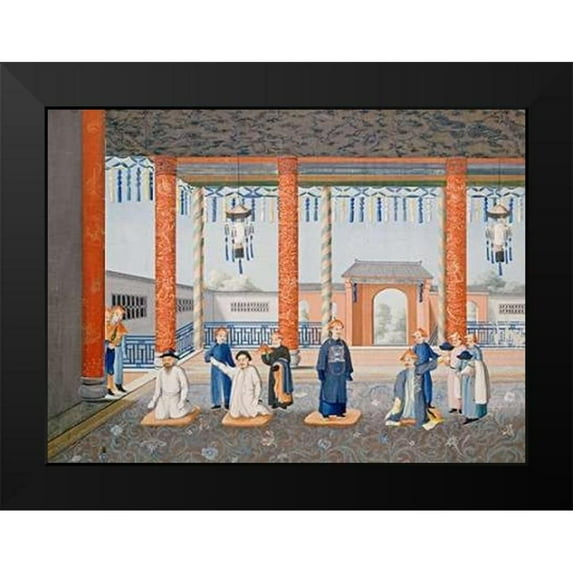 Chinese School 24x19 Black Modern Framed Museum Art Print Titled - Scenes From Imperial Court Life. 19th Century
