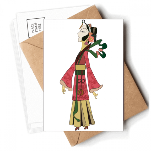 Chinese Shadow Play Female Image Postcards Envelopes Blank Note Cards Mailing