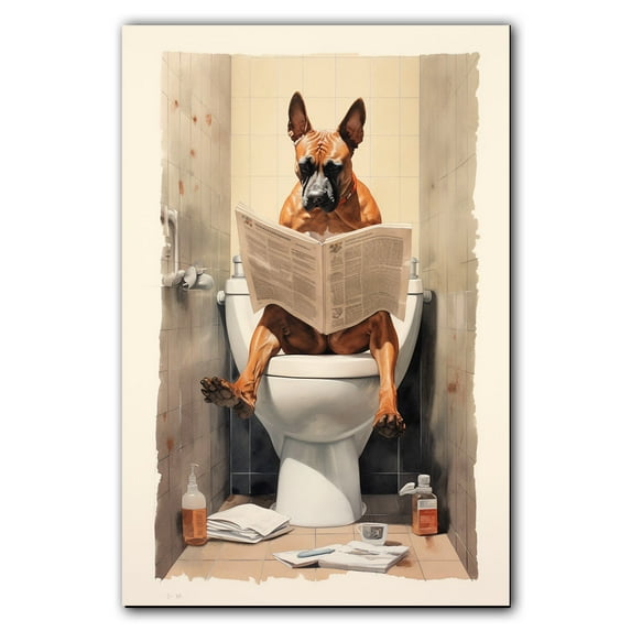 Chinese Shar Pei Dog Bathroom Wall Decor, Funny Bathroom Wall Art Prints, Farmhouse Bathroom Canvas Wall Art, Bathroom Decorations, Kids Bathroom Pictures for Wall