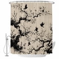 thumbnail image 1 of Chinese Shower Curtain, Waterproof Shower Curtains for Bathroom, Black White Tree Flowers Traditional Ink Painting Washable Fabric Bathtub Curtain Set Bath Decor with 12 Hooks 72"x78", 1 of 8