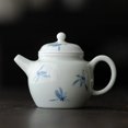 thumbnail image 1 of Chinese Single Pot Ceramic Hand-handled Tea Maker With Filter White Porcelain Hand-painted Orchid Teapot 120ml Kung Fu Tea Set, 1 of 10