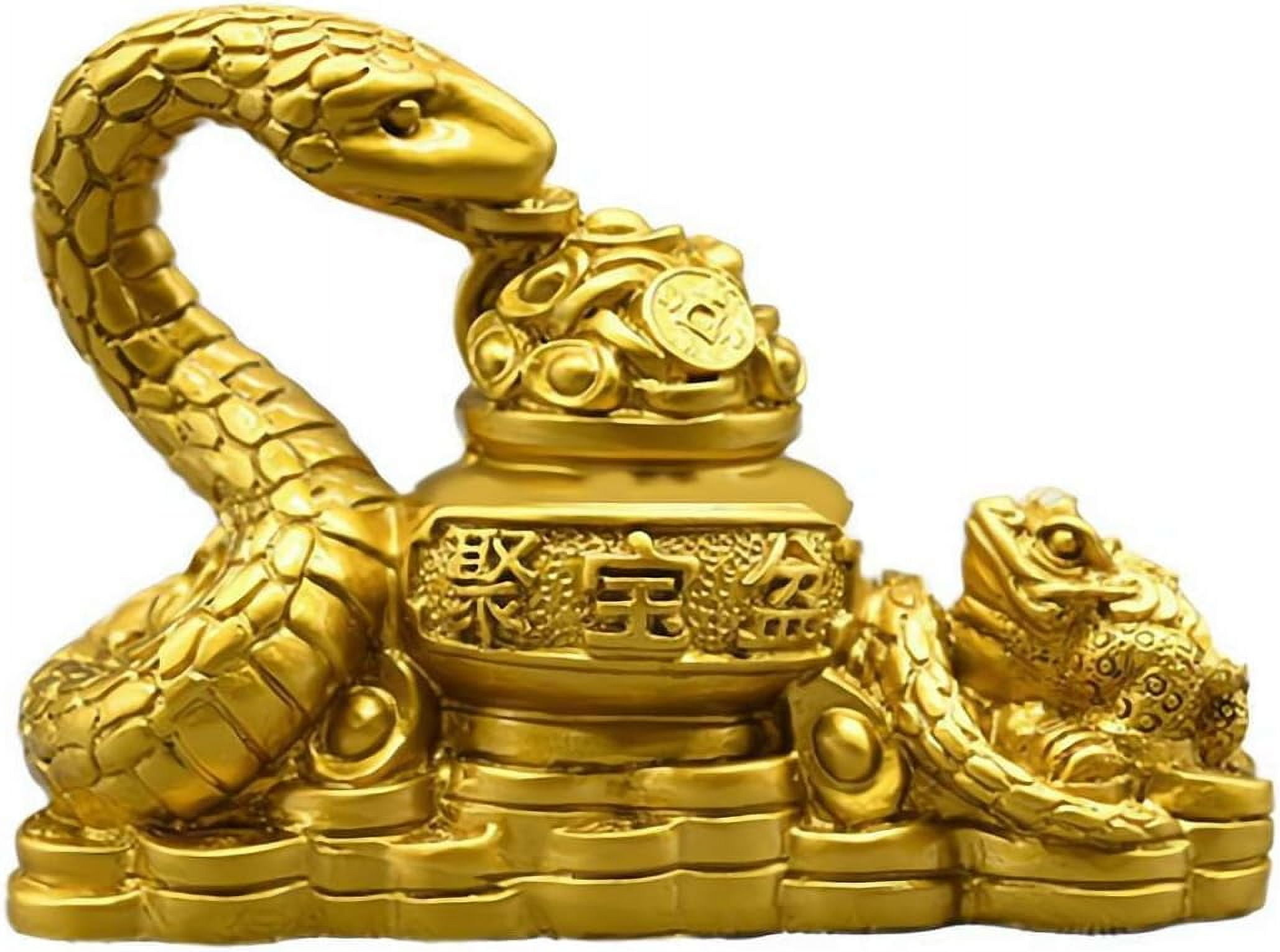 Chinese Snake Statue, 2025 Year of The Snake Figurine, Golden Resin
