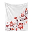 thumbnail image 1 of Chinese Soft Flannel Fleece Throw Blanket, Traditional Purity Blossoms Curved Lace Like Branch and Leaves, Cozy Plush for Indoor and Outdoor Use, 60" x 80", Red White, by Ambesonne, 1 of 5