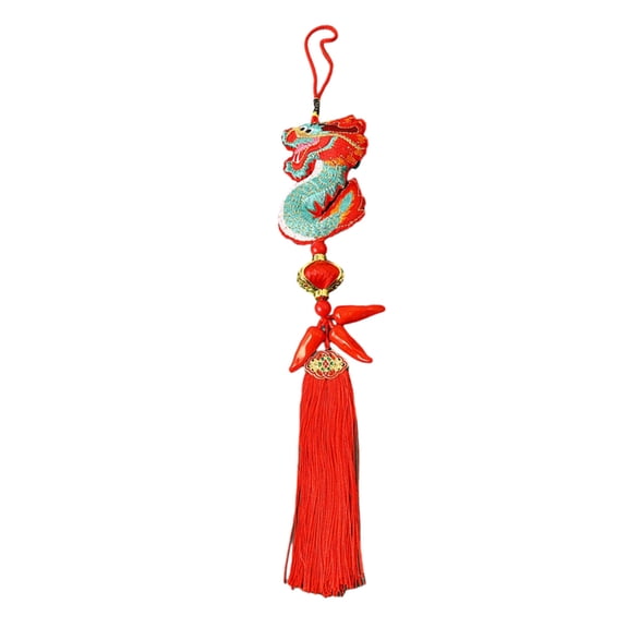Chinese Spring Festival Embroidery Dragon Wind Chimes Pendants Sequined Luck Bag