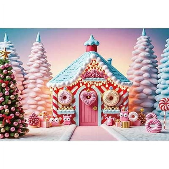 Christmas Pink Tree Photography Backdrop Candyland Home New Year Background Xmas Childr Photocall Studio Accessories