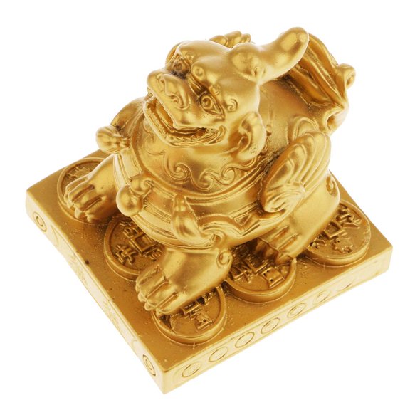 Chinese Statue Figurine , Wooden Sculpture Animals Model Collectible Crafts Gift - Symbol of Power, Nobility, Gold