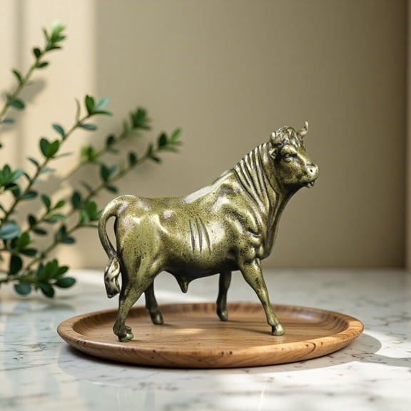Chinese Style Alloy Ox Figurine Zodiac Buffalo Desk Decor Table Ornament Feng Shui Animal Sculpture for Home Office Display