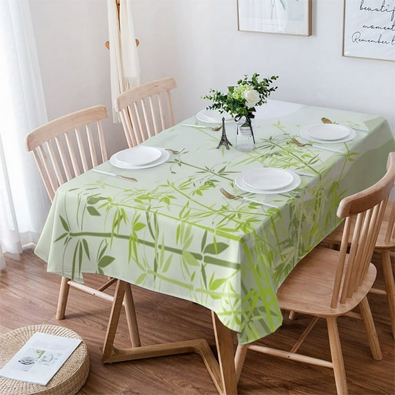Chinese Style Bamboo Green Table Cloth Waterproof Dining Tablecloth Kitchen Decorative Coffee Cuisine Party Table Cover