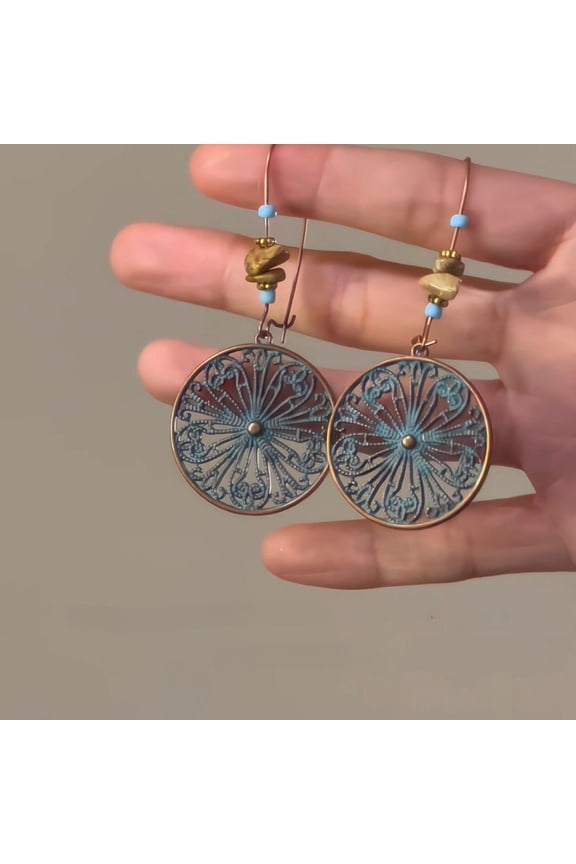 Chinese Style Bronze Green Earrings Vintage Inspired Ethnic Jewelry for Women Hanfu Qipao Accessory Oriental Dangle Earring