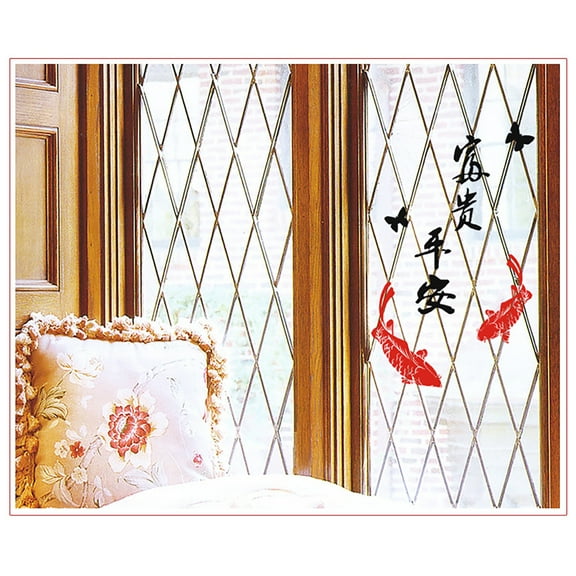 Chinese Style Carp 'Good Luck' Wall Decal DIY PVC Transparent Film Self-Adhesive Mural Wall Art Decors for Living Room TV Sofa Background Bedroom Kids Room Nursery