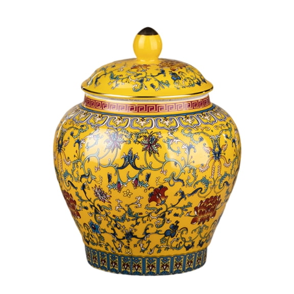 Chinese Style Ceramic Tea Caddy, Ancient Chinese Enamel Porcelain Home Décor Jars, Airtight Design, For Kitchen And Living Room