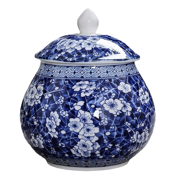 Chinese Style Ceramic Tea Caddy, Chinese Style Blue and White Porcelain Ceramic Storage Jar, Tea Storage, for Tea, Coffee, Herbs, Sugar