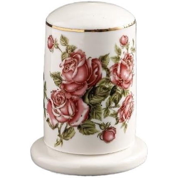 Chinese Style Ceramic Toothpick Holder With Colorful Traditional Pattern, Airtight Dispenser for Kitchen, Dining Table & Home Decor(D)