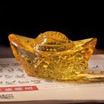 thumbnail image 1 of Chinese Style Citrine Ingot Gold Crystal Glass Colored Glaze Wealth Money Craft, 1 of 8