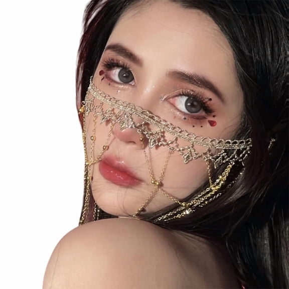 Chinese Style Face Curtain Fringed Forehead Headbands Ancient Hair Jewelry Face Decorative for Stage Dancer