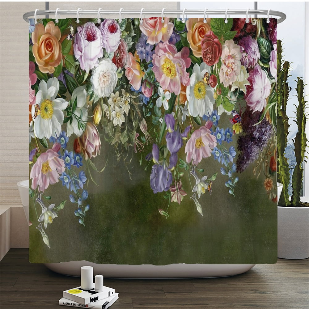 Chinese Style Flower and Birds Tree Shower Curtains Bath Curtain ...