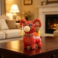 Chinese Style Goat Plush Figurine, Traditional Brocade Pattern ...