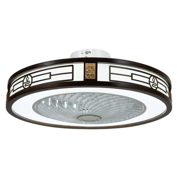 Chinese Style LED Ceiling Fan Light Dimmable Lamp semi Flush Mount W/ Remote Control 3 Speed