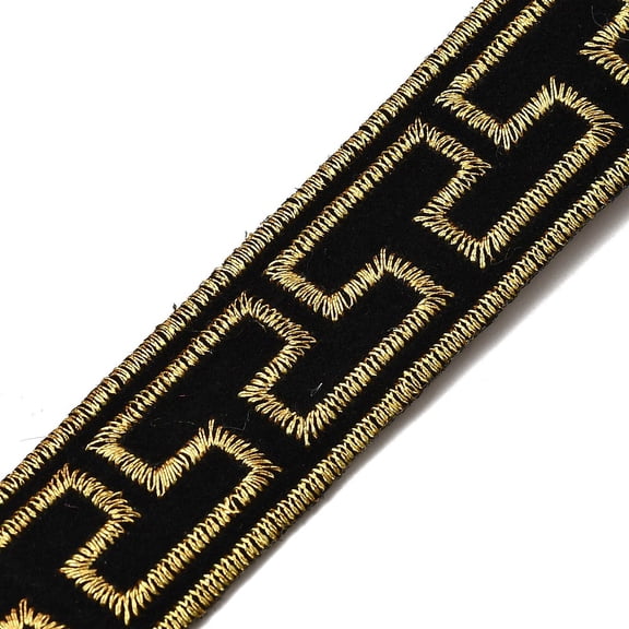 Chinese Style Lace Embroidery Cloth Ribbons Metallic Yarn Ribbons Jacquard Ribbon Pattern Gold 7/8 inch(23mm) 4.27 Yards(3.9m)/pc
