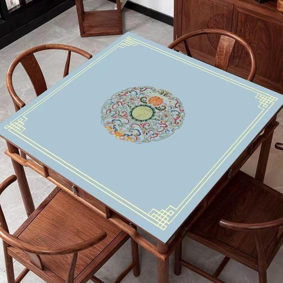 Chinese Style Mahjong Mat, 31.5 * 31.5'''' Anti Slip and Noise Reduction Mahjong Table Mat for Poker, Card, Board & Tile Games (Light Blue)
